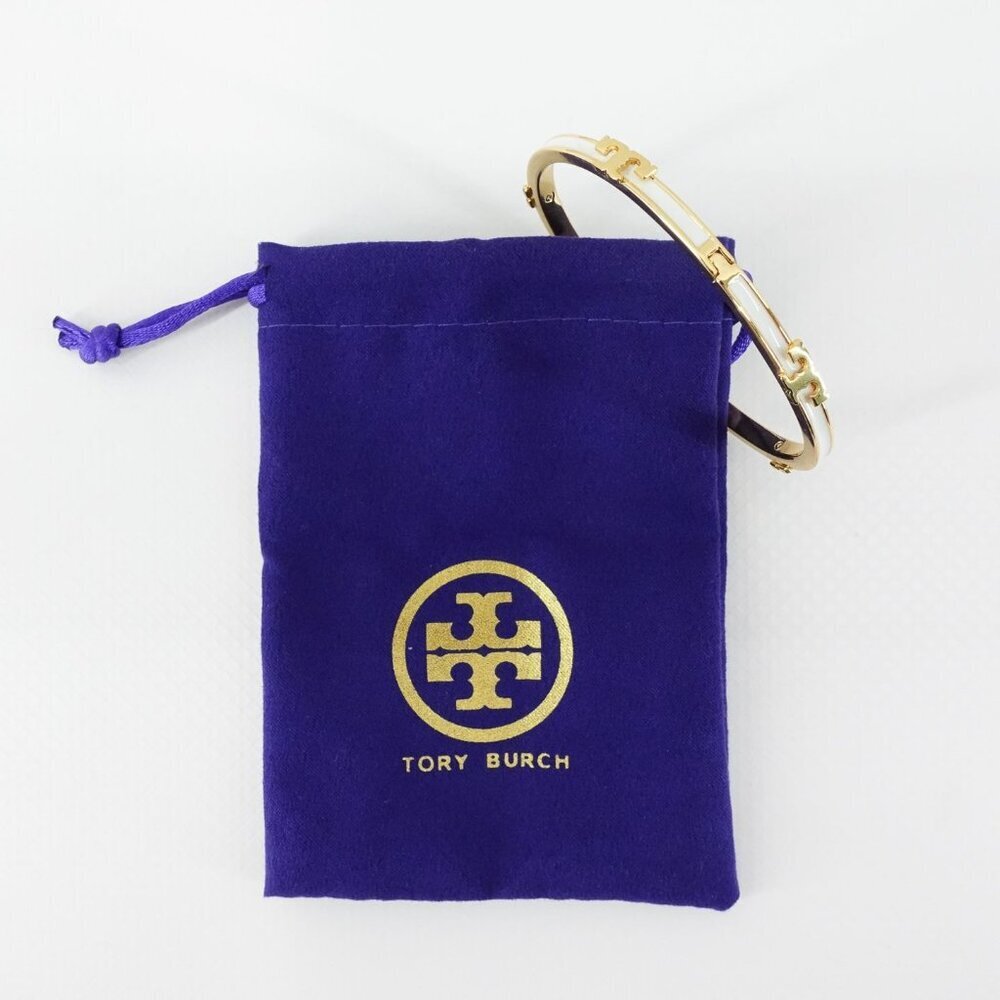 Tory Burch Serif-T Enameled Stackable Bracelet Ivory OS - Picture 13 of 14